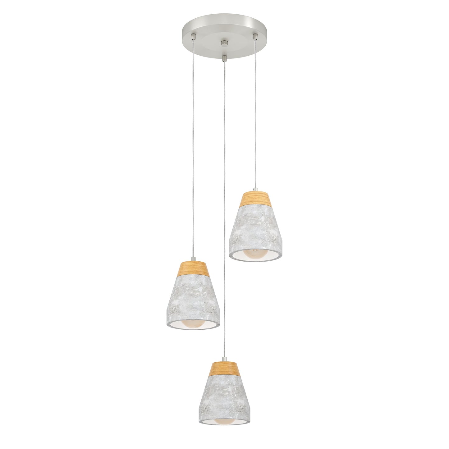 TAREGA LAMP COLG ACERO CONCRETO H1500 DM250 E27 3X60W
