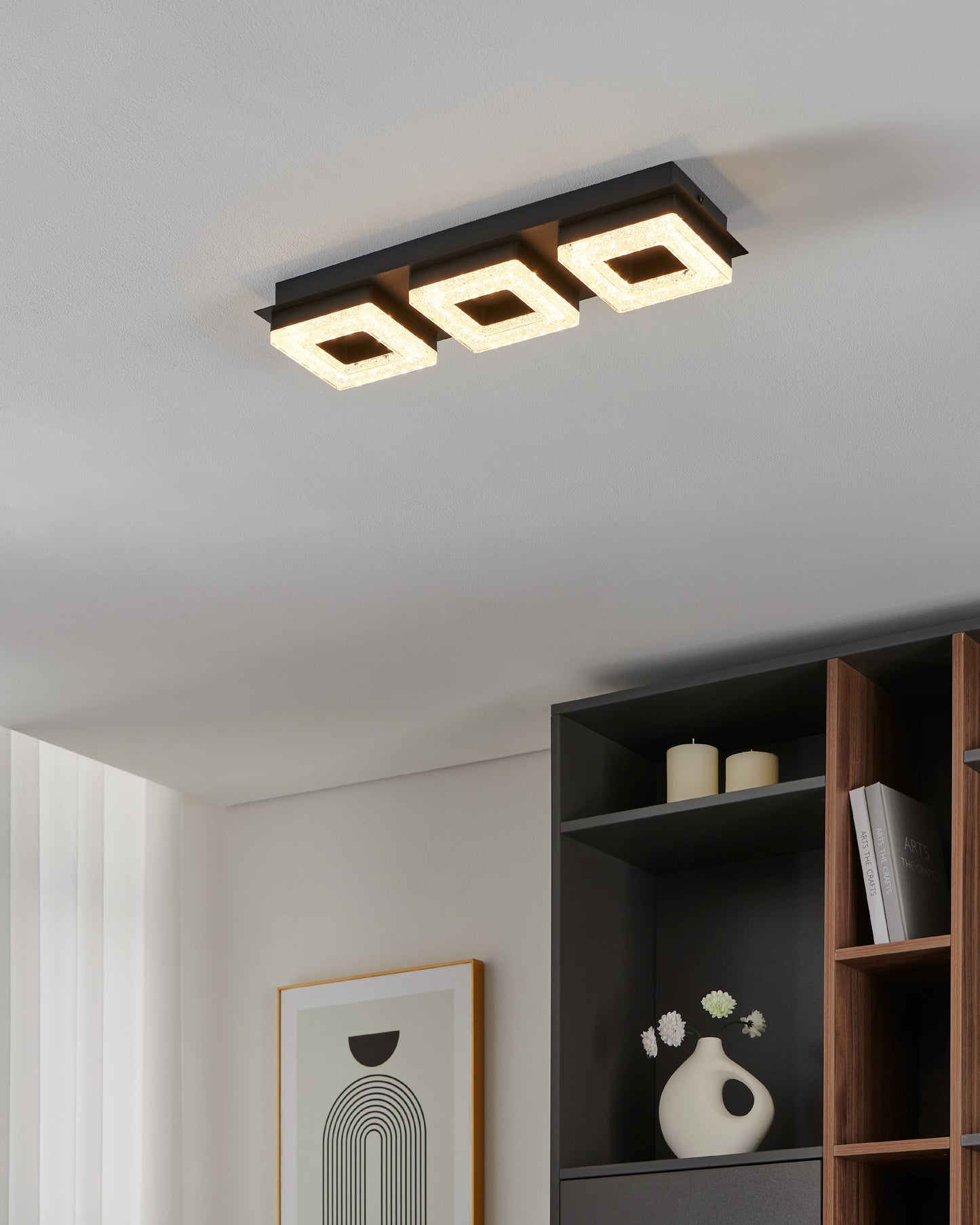 FRADELO 1 TECHO ACERO NEGRO PLAST CRISTAL LC 3X4W LED 1200lm