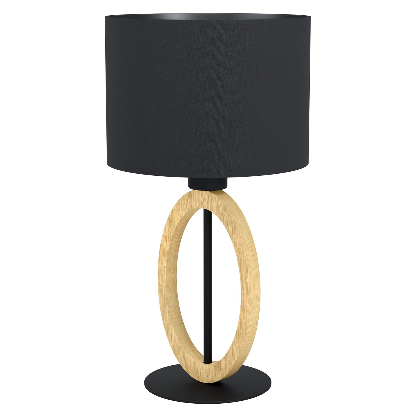 BASILDON 1 LAMP SOBREMESA ACERO MADERA NEGRO H425 E27 1X40W