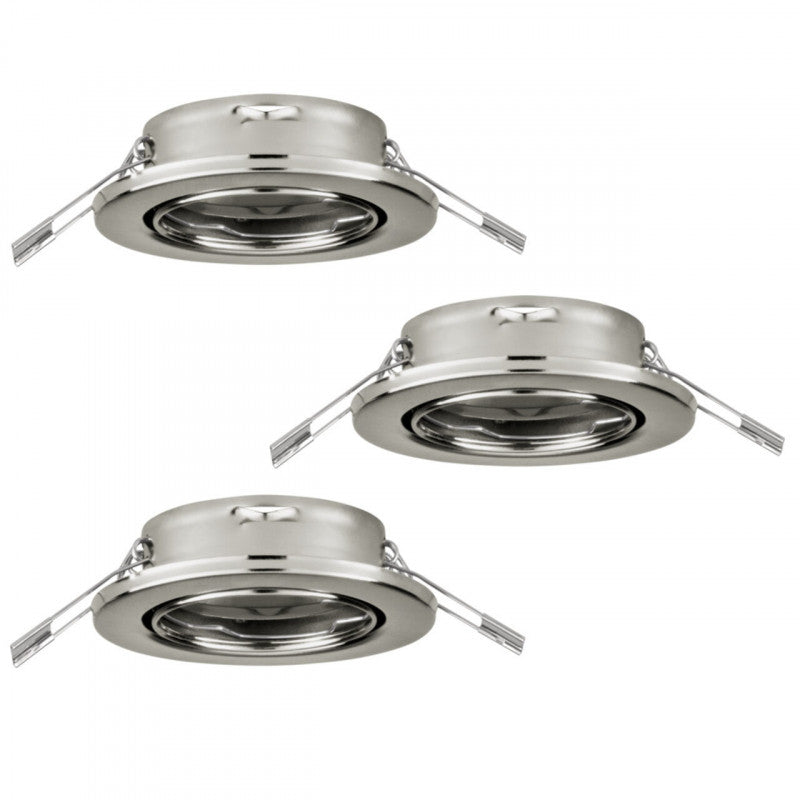 AGULO SET X3 EMB ACERO NÍQUEL SATINADO H25 DM86 GU10 3X35W