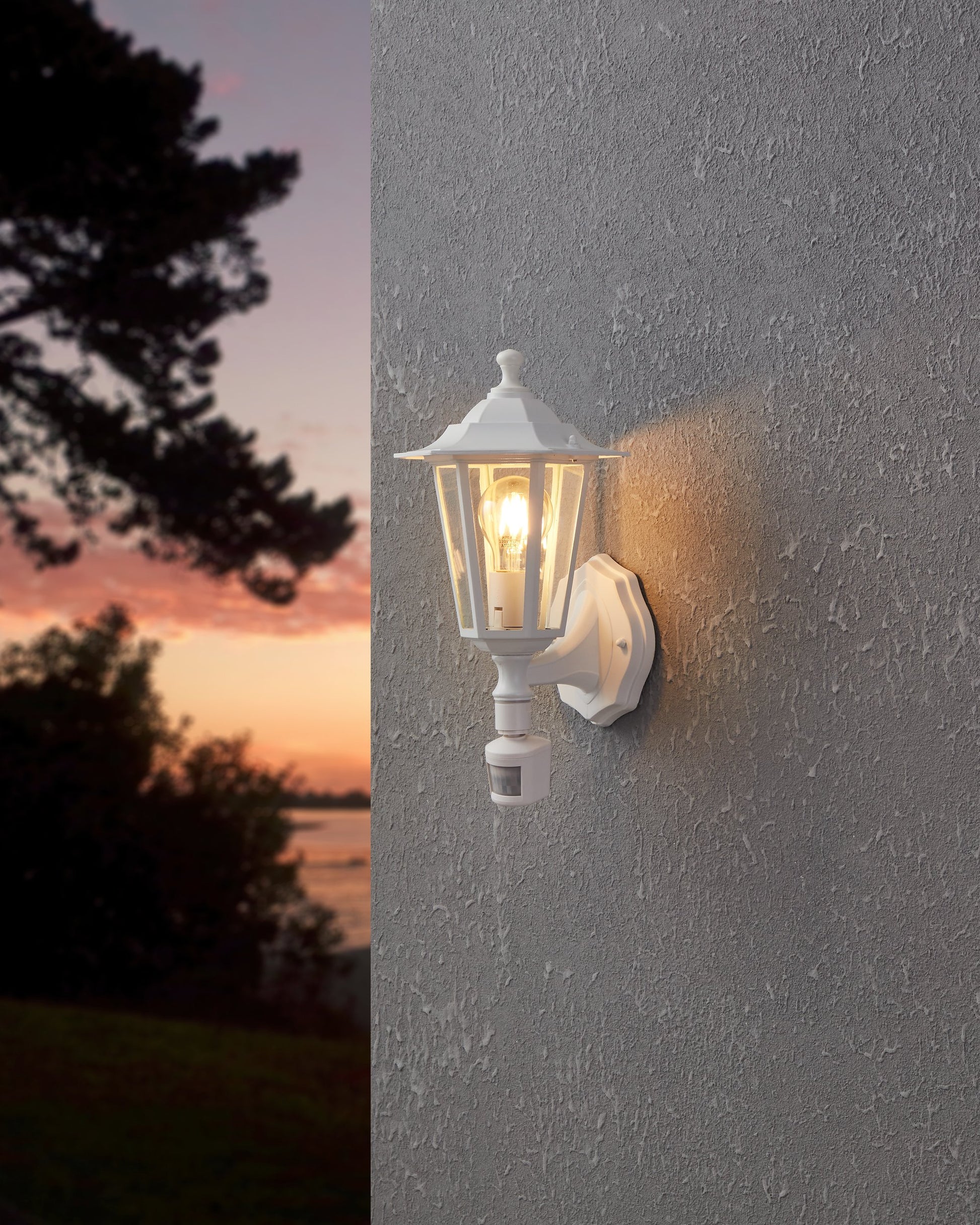 LATERNA 5 APLIQUE EXT. BLANCO ARRIBA SENSOR 1X60W E27