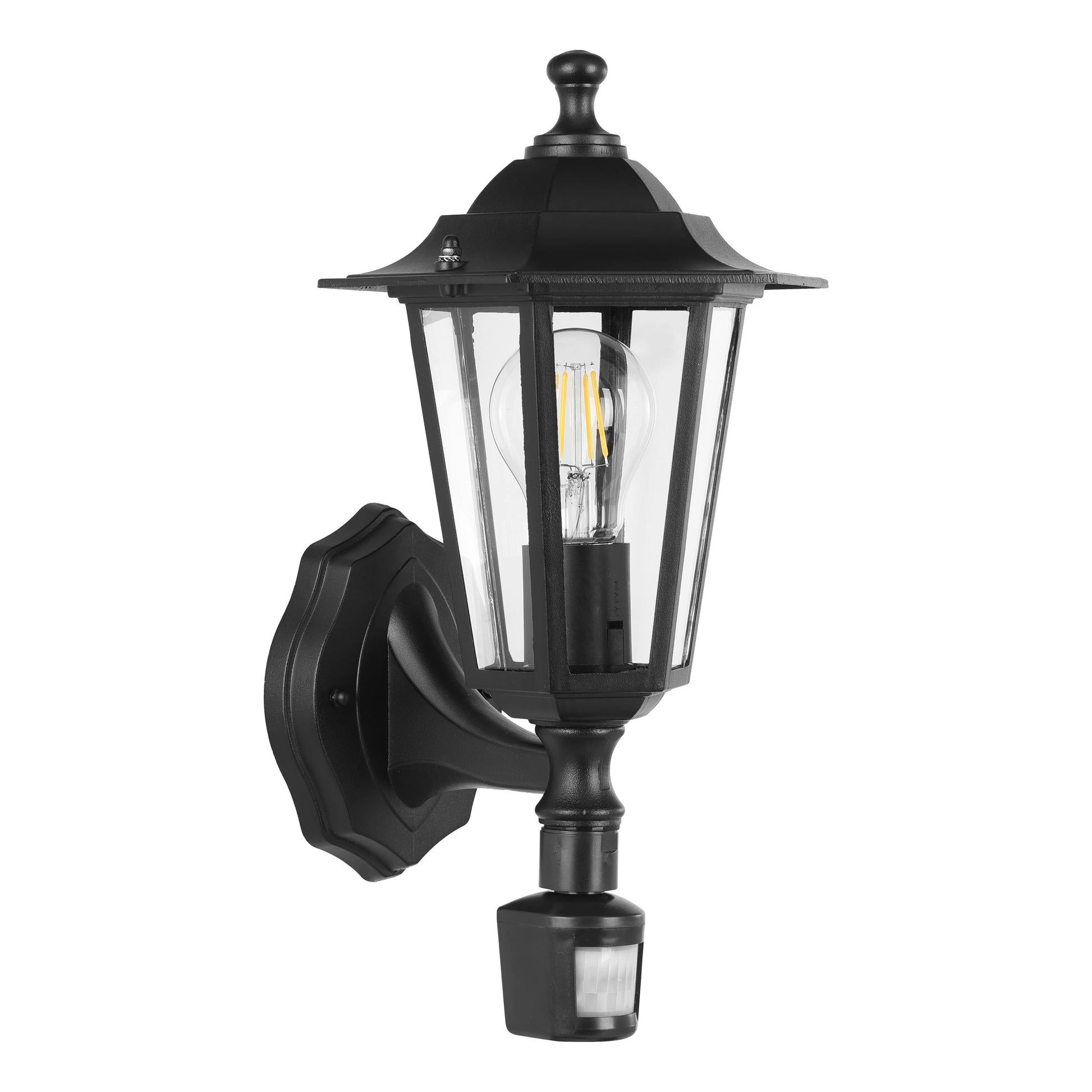 LATERNA 4 APLIQUE EXT. NEGRO ARRIBA SENSOR 1X60W E27