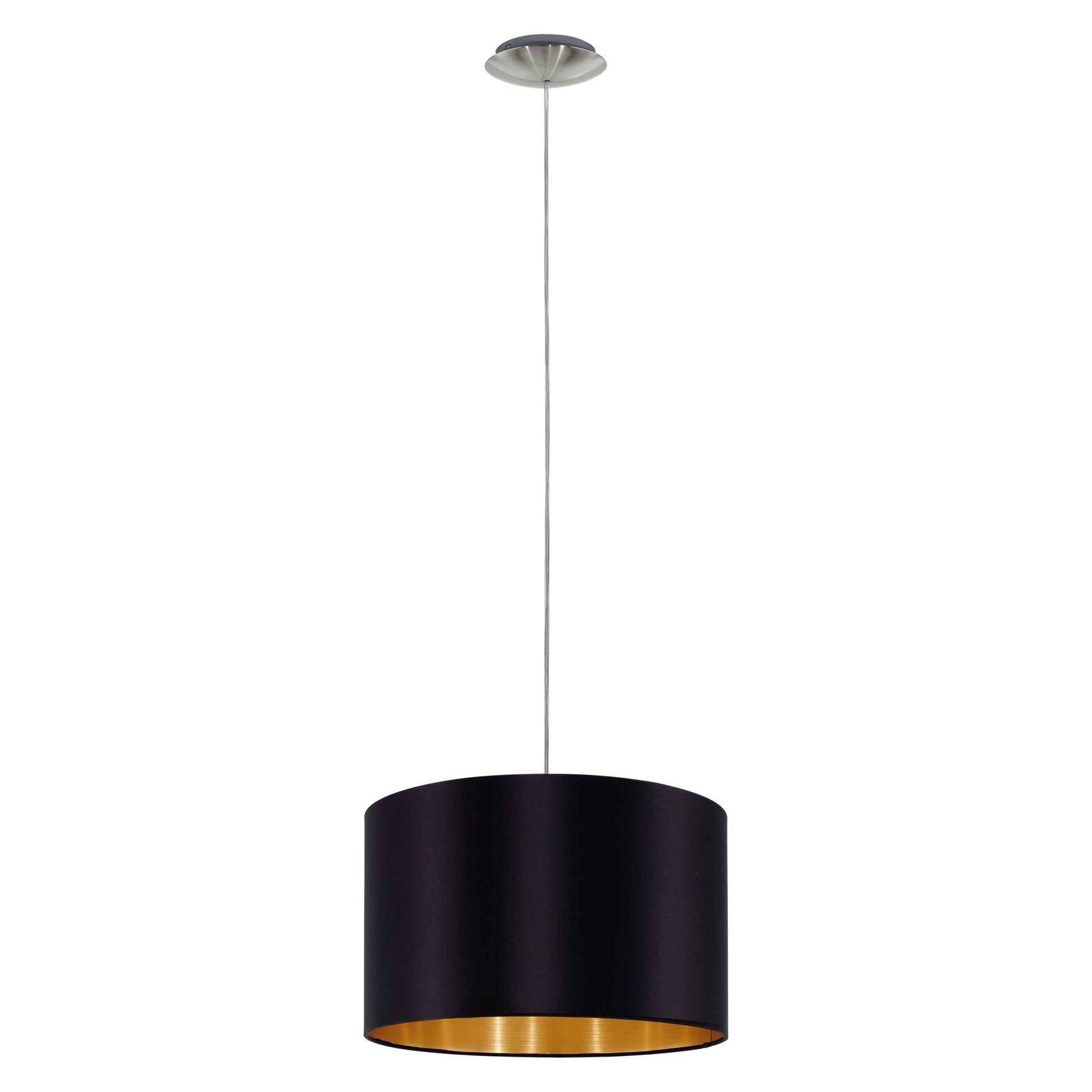 MASERLO LAMP COLGANTE ACERO SAT NEGRO/DORADO DM380 1X60W E27