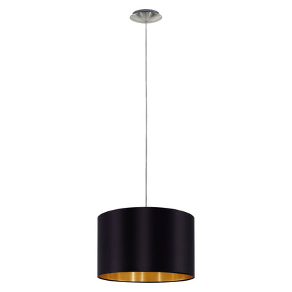 MASERLO LAMP COLGANTE ACERO SAT NEGRO/DORADO DM380 1X60W E27