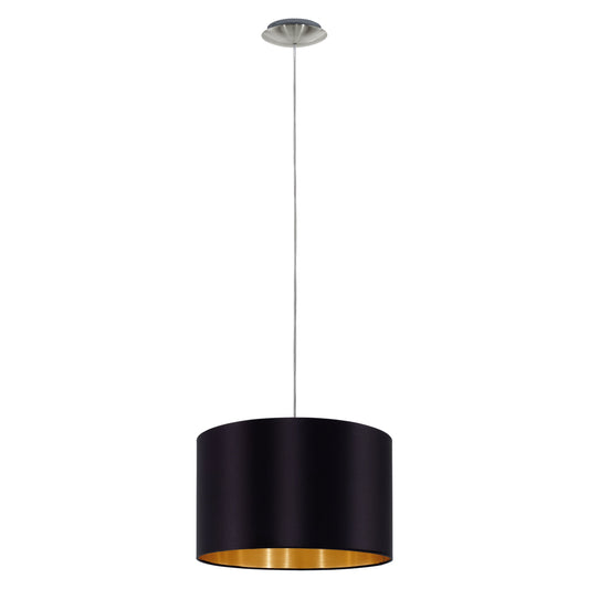 MASERLO LAMP COLGANTE ACERO SAT NEGRO/DORADO DM380 1X60W E27