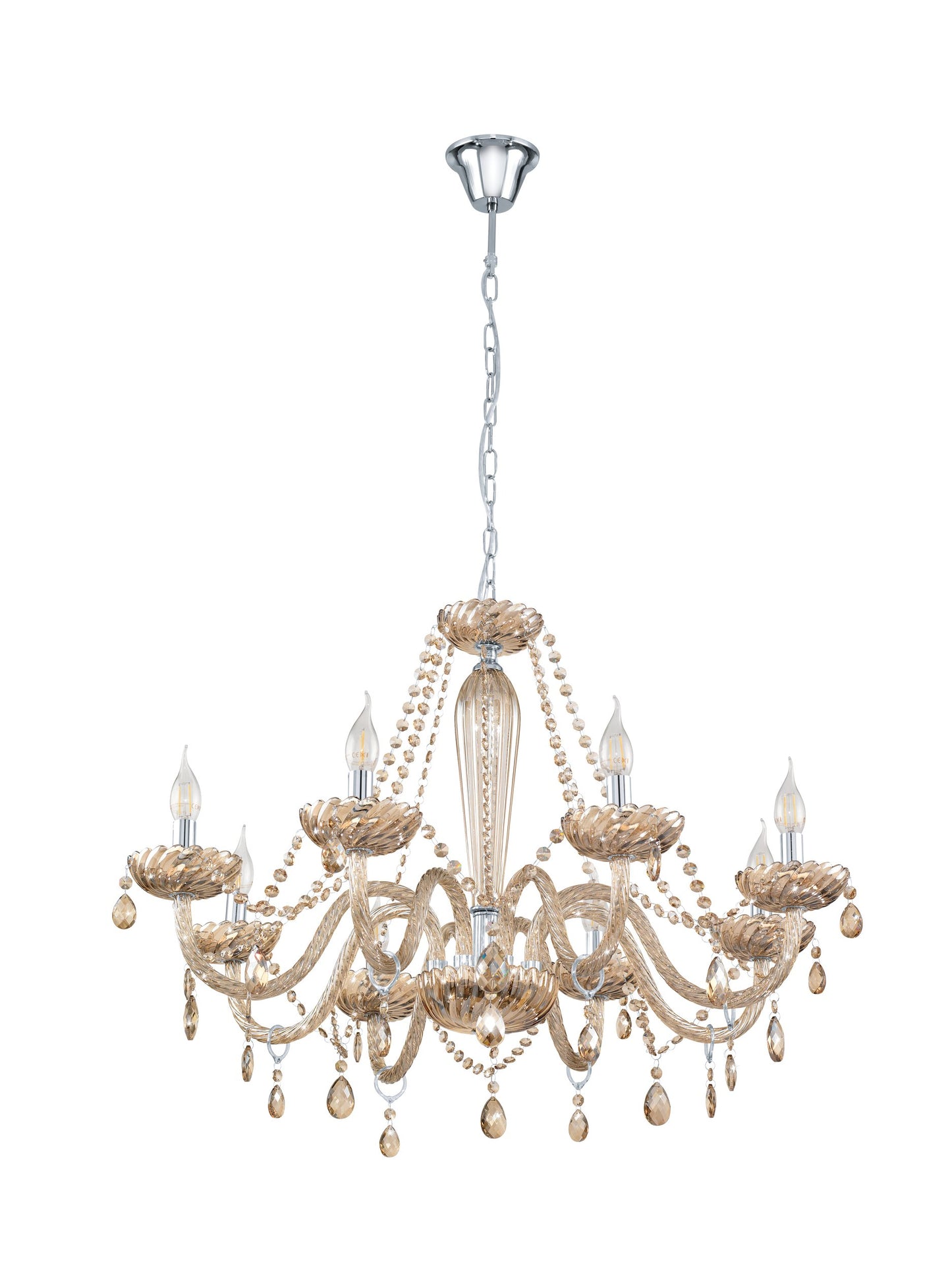 BASILANO LAMP COLG ACERO CROMO H1300 DM820 E14 8X40W