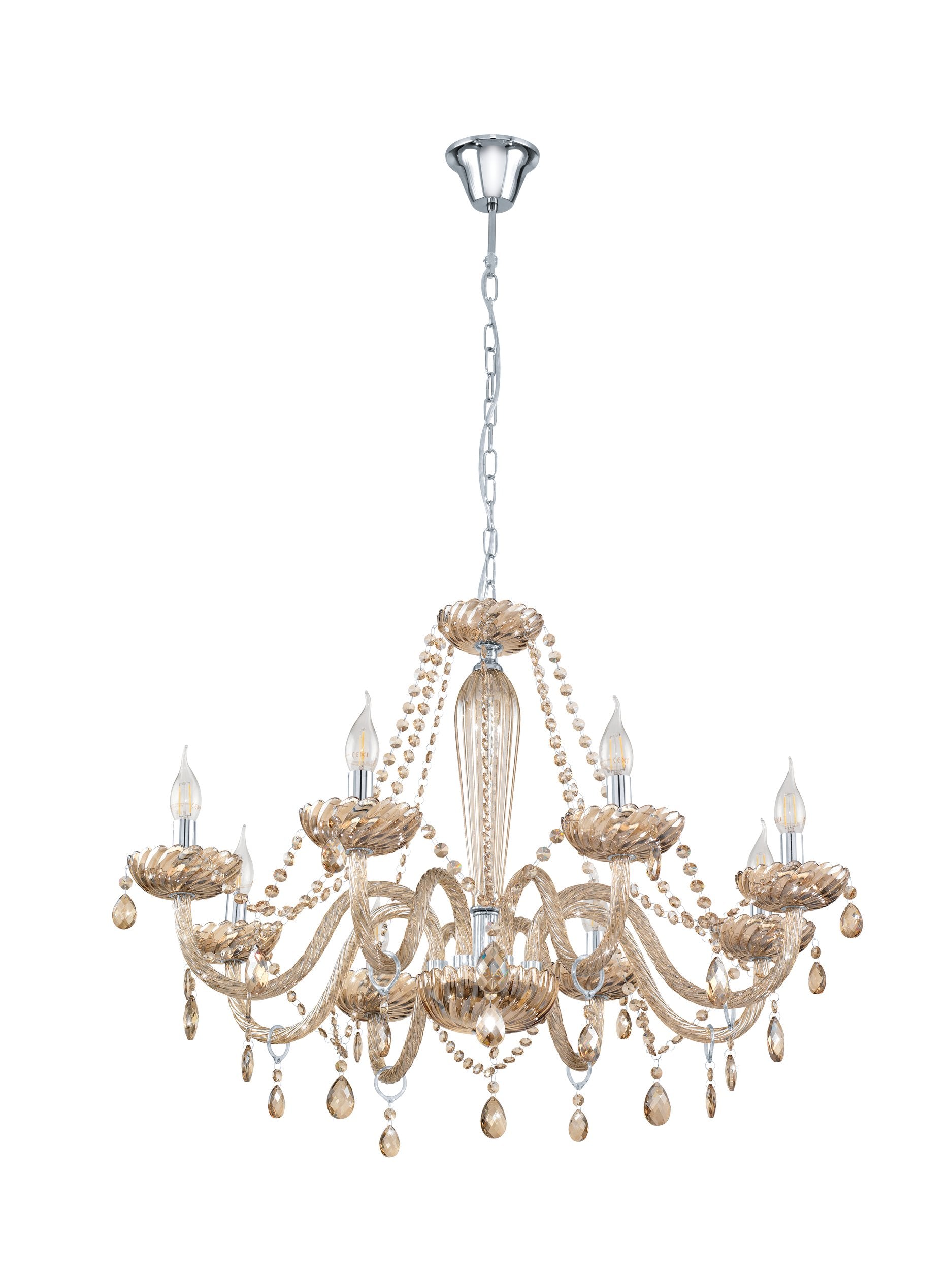 BASILANO LAMP COLG ACERO CROMO H1300 DM820 E14 8X40W