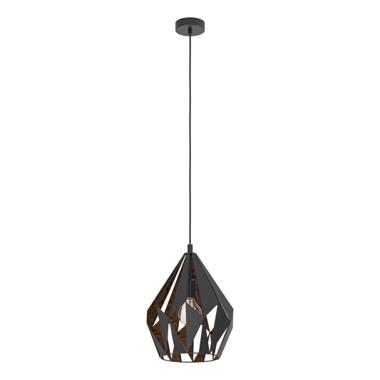 CARLTON 1 LAMP COLGANTE ACER NEGRO COBRE DM310 1X60W E27