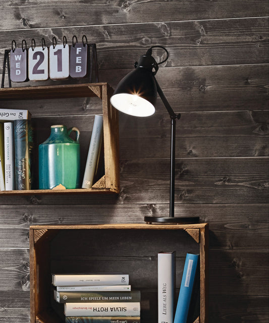 PRIDDY SOBREMESA VINTAGE ACERO NEGRO DM155 H425 1X40W E27