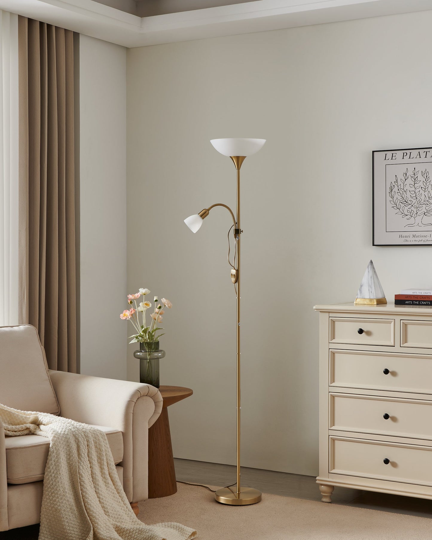 UP 2 LAMP PIE DORADO A1765 1X60W E27 1X25W E14