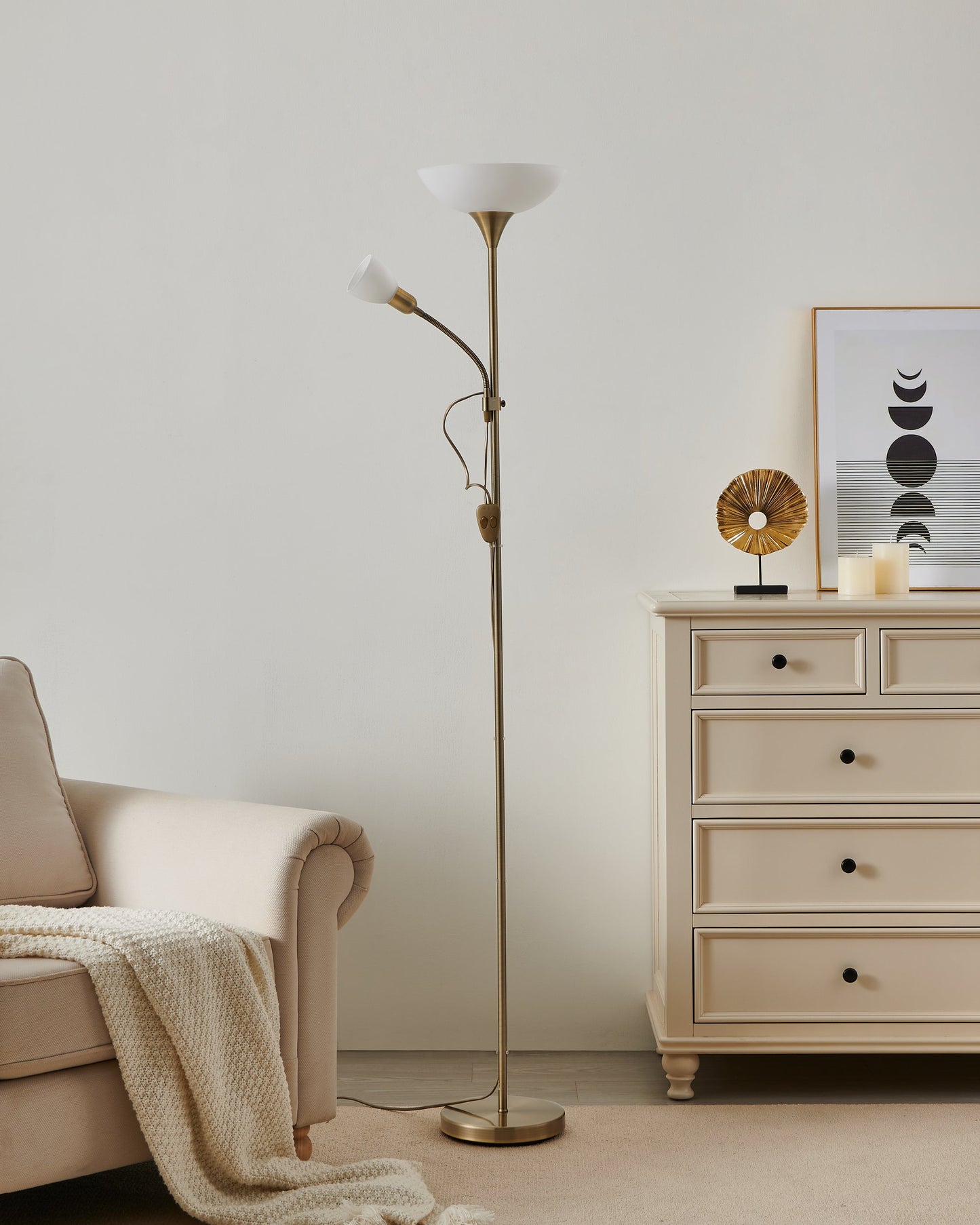UP 2 LAMP PIE BRONCE A1765 1X30W E27 1X25W E14