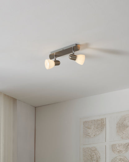 ENEA FOCO TECHO NIQ.MATE 2X40W E14 ACERO