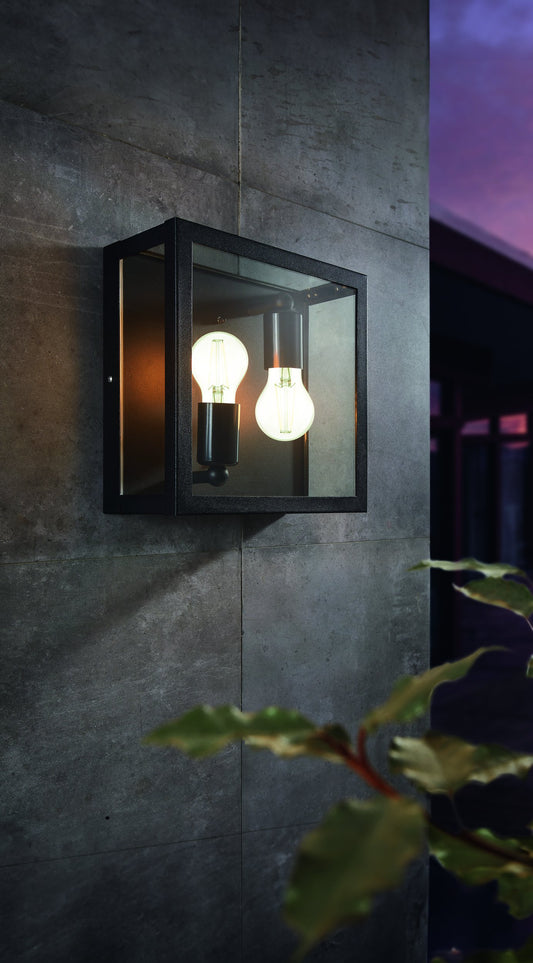 ALAMONTE 1 LAMP TECHO A. GALV. NEGRO 290X290 2X60W E27 IP44