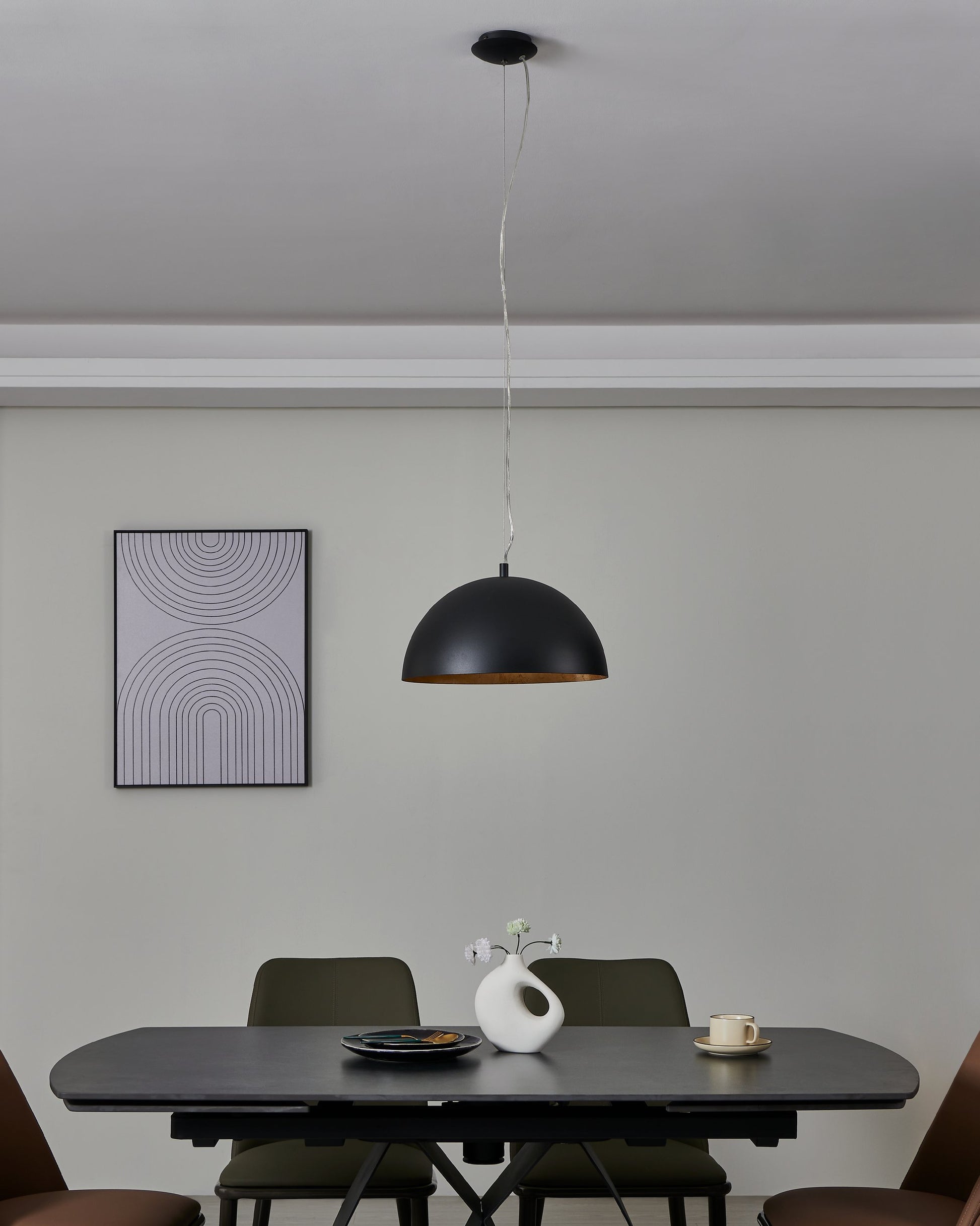 GAETANO 1 LAMP COLGANTE ACERO NEGRO DORADO DM380 1X60W E27