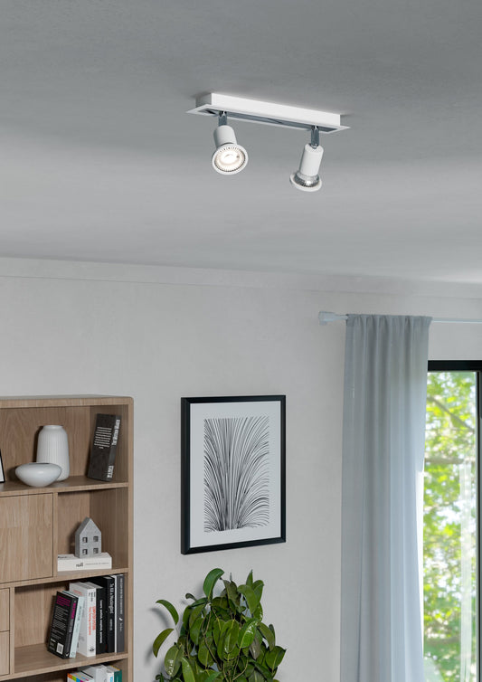 SARRIA FOCO TECHO ACERO BLANCO CROMO 300X70 2X5W GU10 IP20