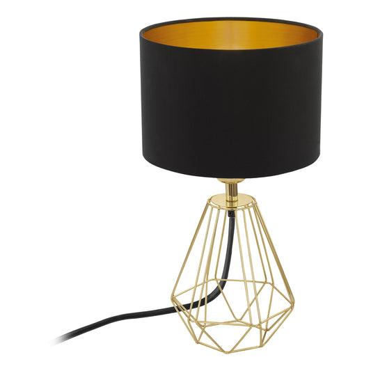 CARLTON 2 LAMP SOBREMESA NEGRO DORADO H305 DM165 1X60W E14