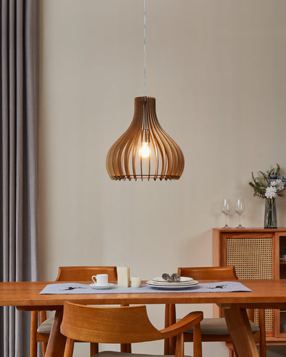 TINDORI LAMP COLG MADERA CAFÉ CLARO 1X60W E27