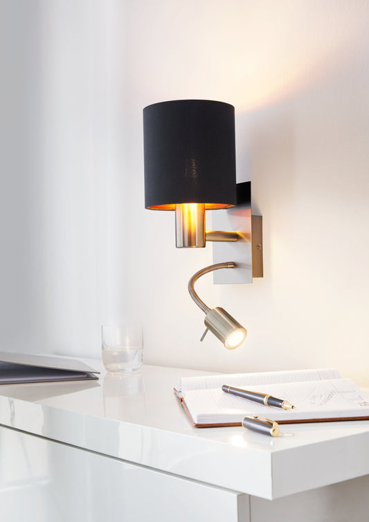 PASTERI APLIQ TELA NEGR COBR H380 1X40W E27 1X3,5W LED 380lm