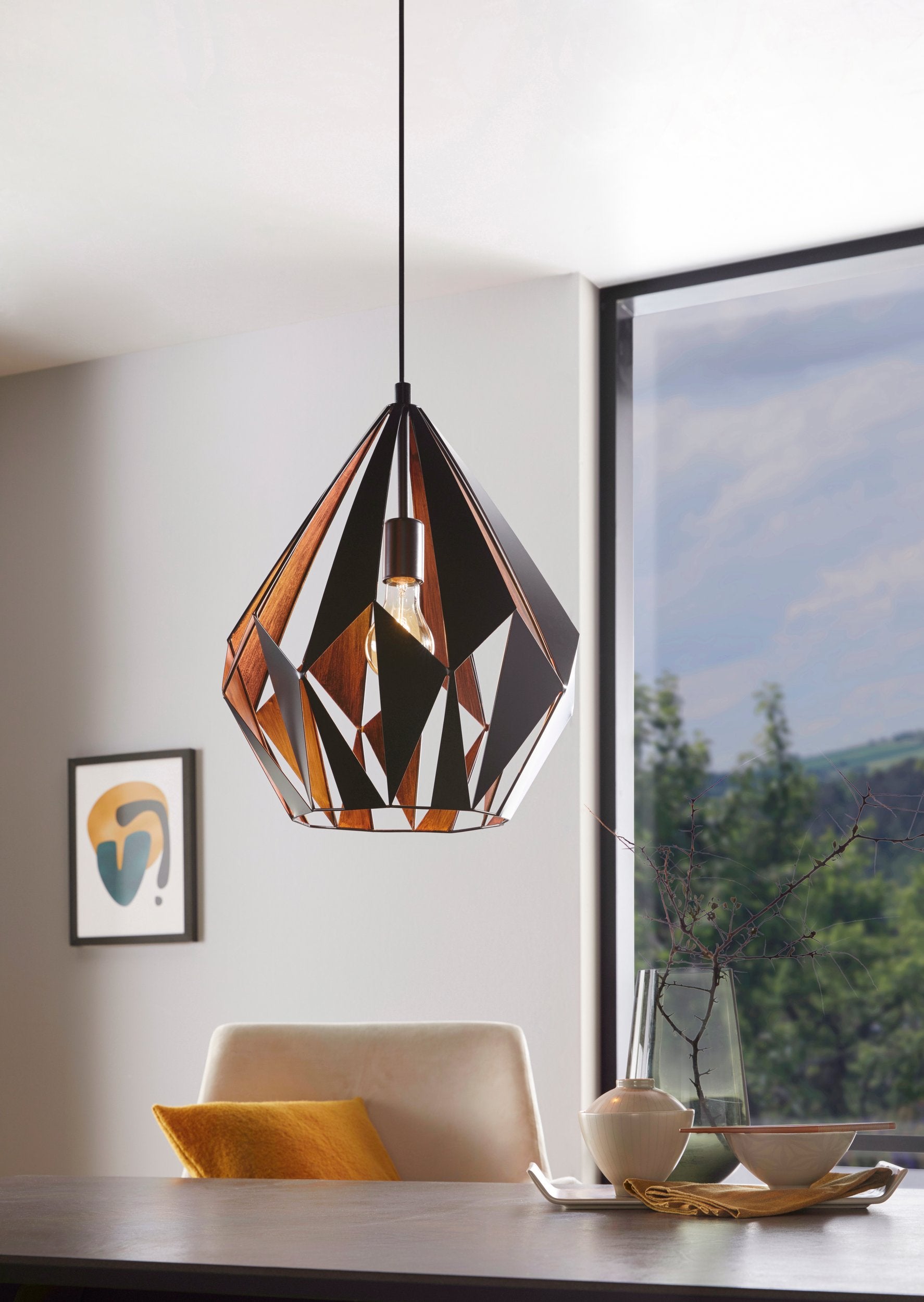 CARLTON 1 COLG NEGRO COBRE DM385 1X40W E27