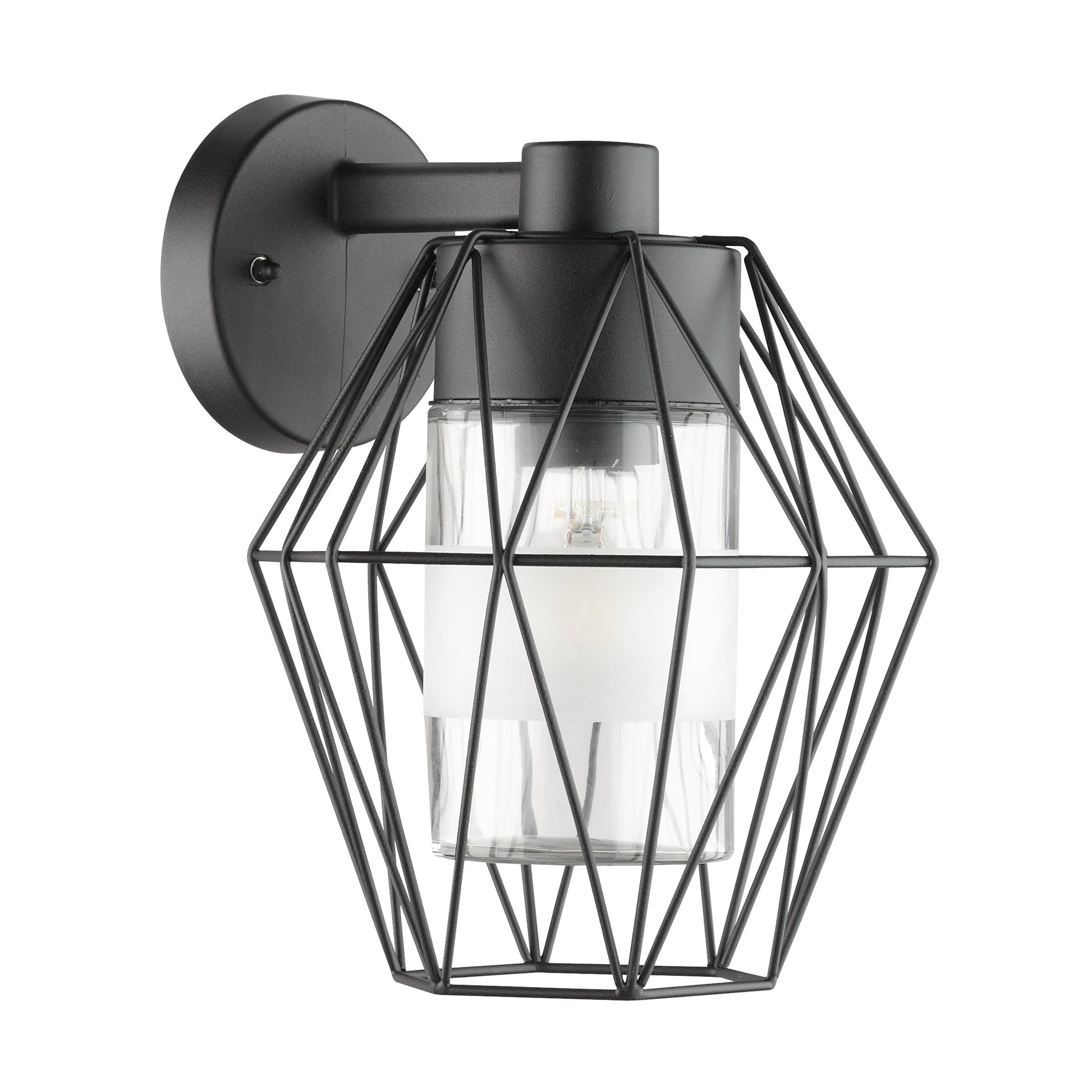 CANOVE APLIQUE ACER GALV NEGRO VIDRIO H240 A235 1X60W E27