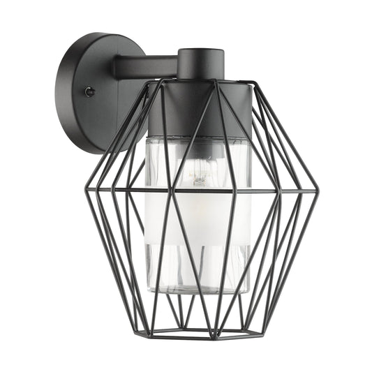 CANOVE APLIQUE ACER GALV NEGRO VIDRIO H240 A235 1X60W E27