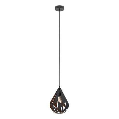 CARLTON 1 LAMP COLGANTE ACER NEGRO COBRE DM205 1X60W E27