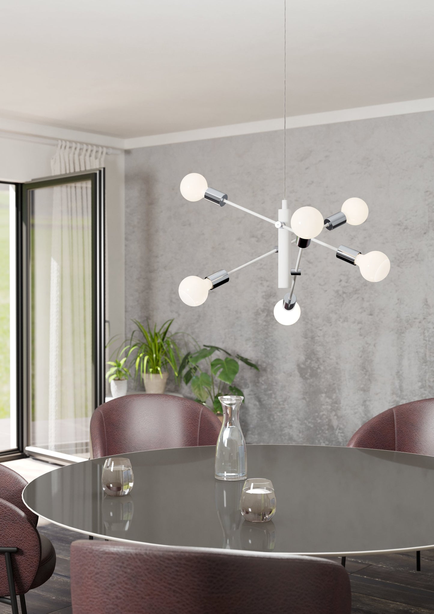 GRADOLI COLG ACERO BLANCO CROMO H1100 DM550 E27 6X60W