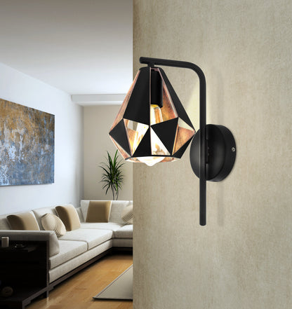 CARLTON 4 APLIQUE MURO NEGRO COBRE H315 1X60W E27