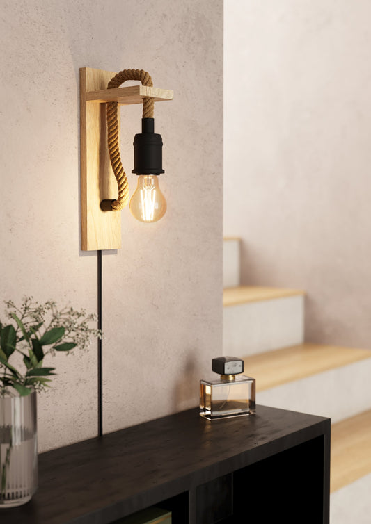 RAMPSIDE APLIQUE MURO MADERA  H300 1X28W E27