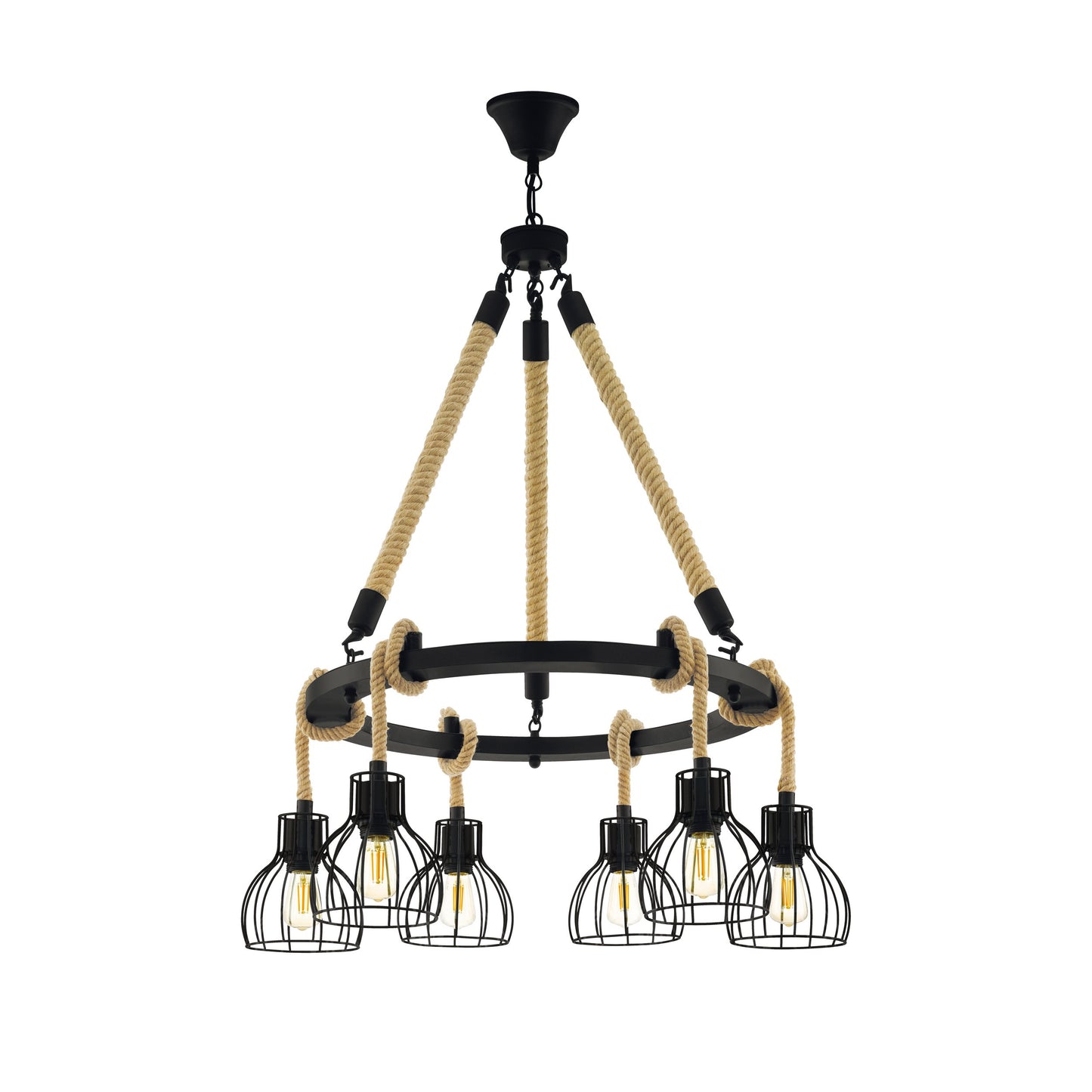 RAMPSIDE LAMP COLG ACERO MADERA NEGRO H1090 DM760 E27 6X28W