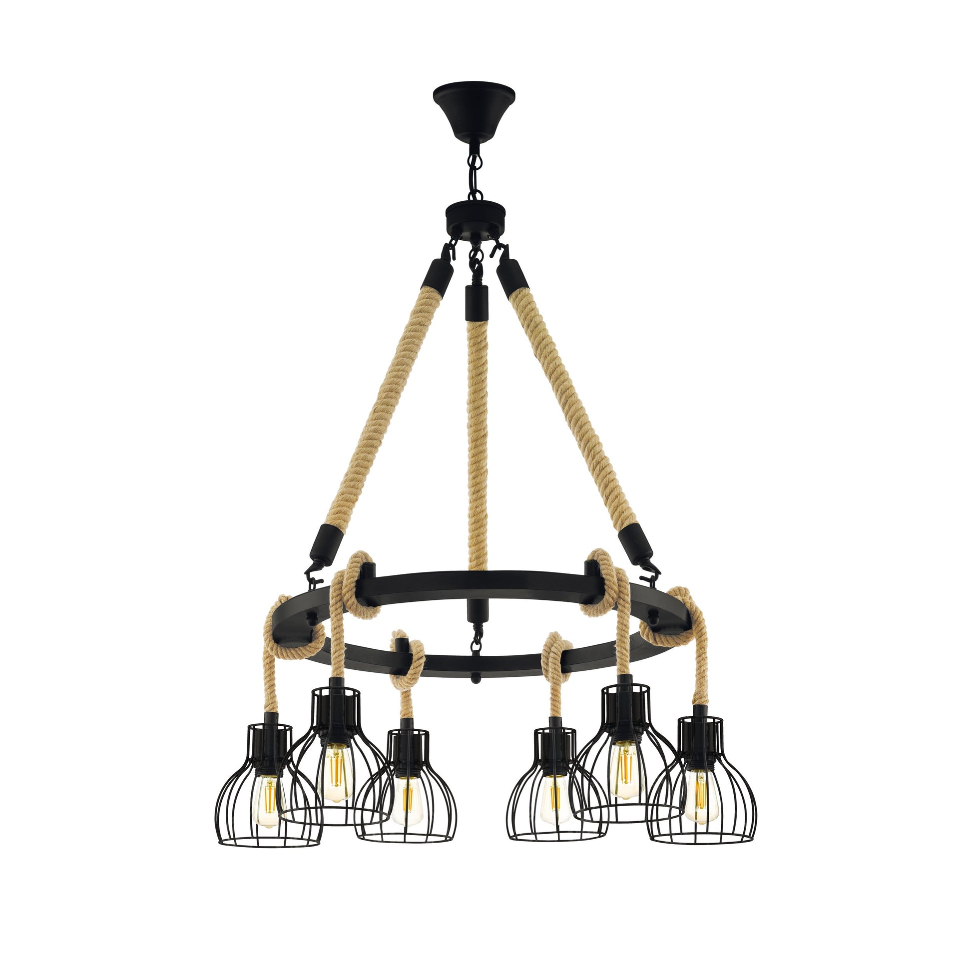 RAMPSIDE LAMP COLG ACERO MADERA NEGRO H1090 DM760 E27 6X28W