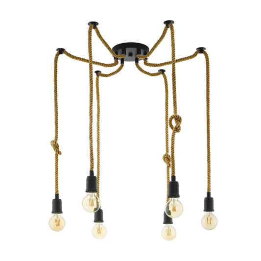 RAMPSIDE LAMP COLG ACERO NEGRO H1590 DM180 E27 6X28W