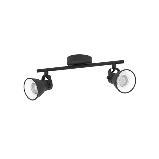 SERAS 2  FOCO ACERO NEGRO L370 GU10 2X3 3W