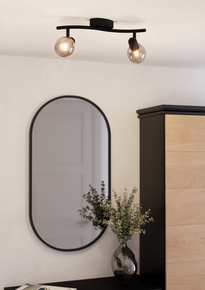 POLLICA  FOCO ACERO NEGRO TRANS L365 E14 2X28W