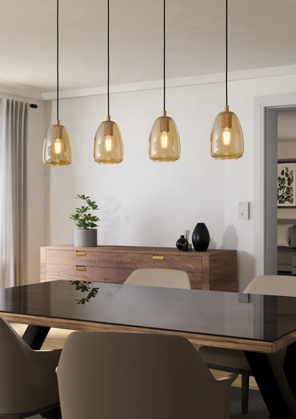 ALOBRASE LAMP COLGANTE VIDRIO AMBAR L1080 4X40W E27