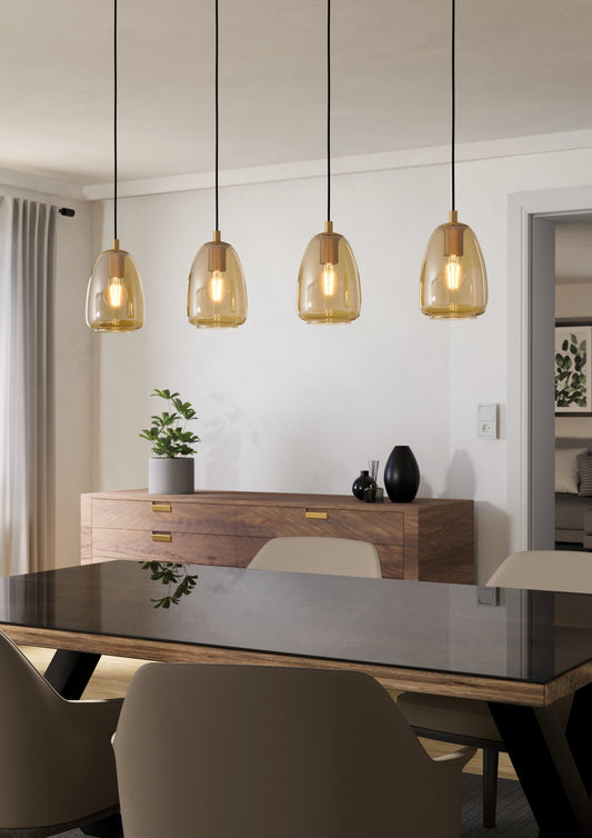 ALOBRASE LAMP COLGANTE VIDRIO AMBAR L1080 4X40W E27