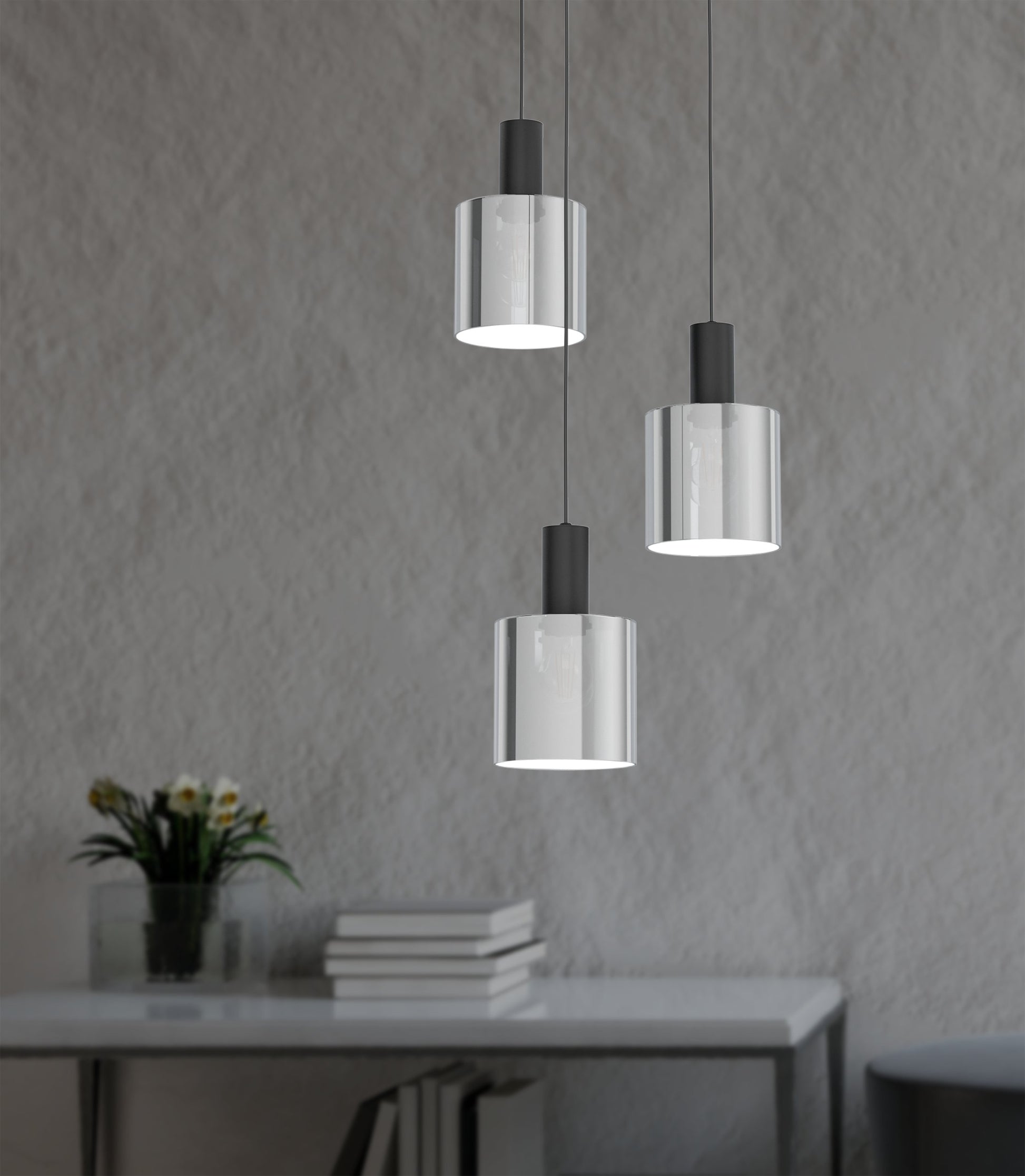 GOROSIBA COLG ACERO NEGRO H1300 DM410 E27 3X40W IP20