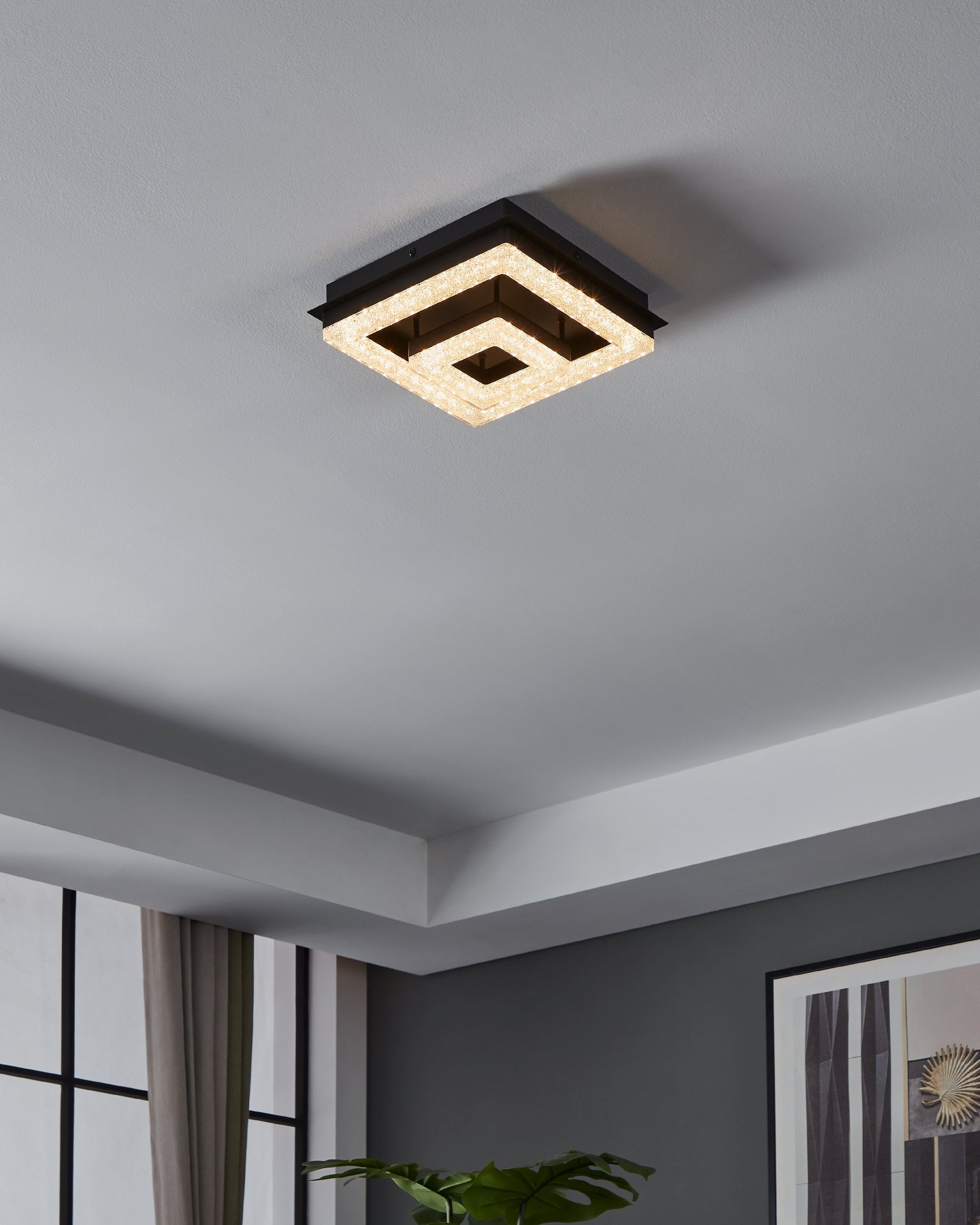 FRADELO 1 TECHO ACERO NEGRO PLAST CRISTAL LC 12W LED 1250lm