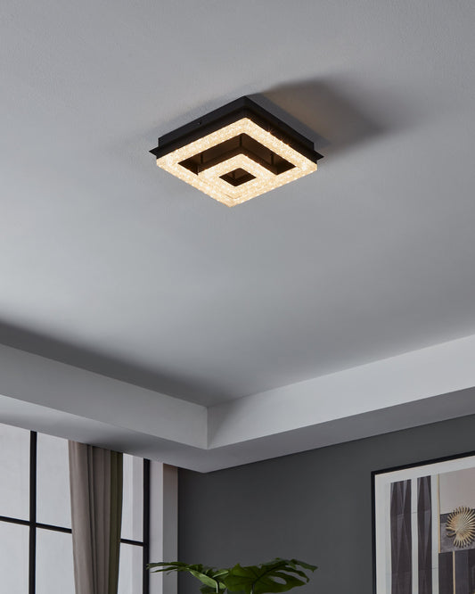 FRADELO 1 TECHO ACERO NEGRO PLAST CRISTAL LC 12W LED 1250lm