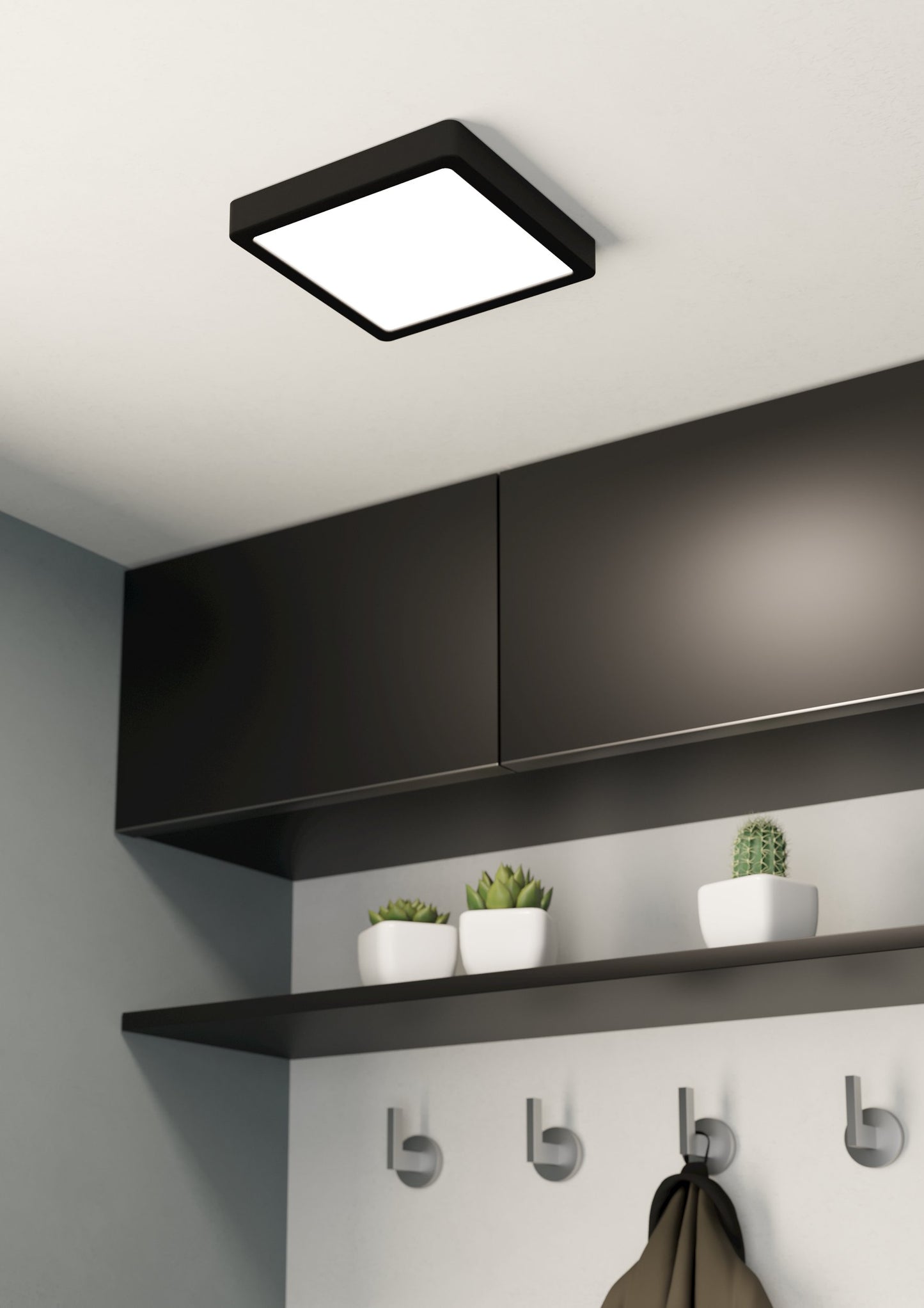 FUEVA 5 LAMP SP ACERO NEGRO 210X210 3000K LED 16,5W IP20
