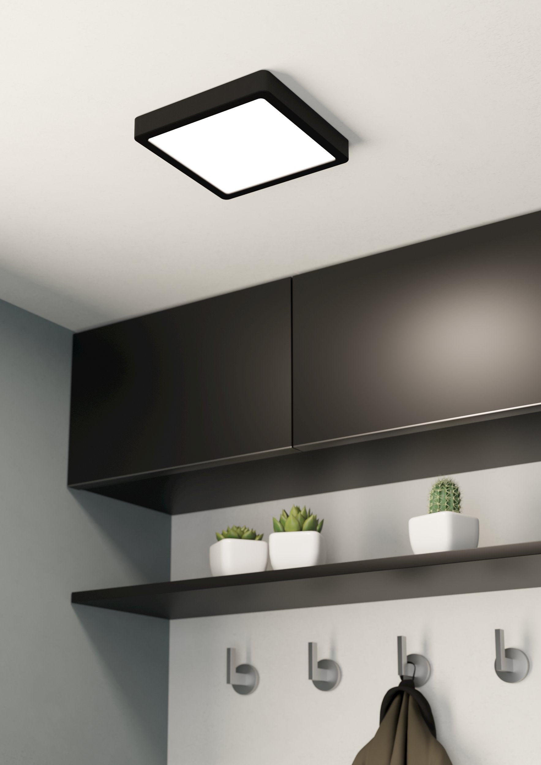 FUEVA 5 LAMP SP ACERO NEGRO 210X210 3000K LED 16,5W IP20