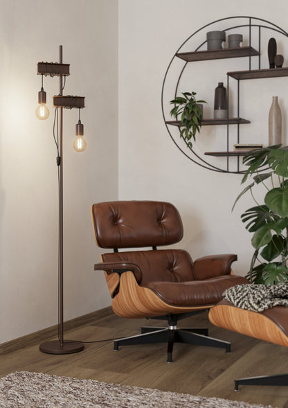 TOWNSHEND 4 LAMP PIE ACERO MARRON H1690 E27 2X10W