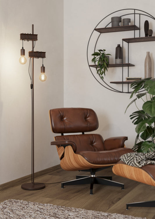 TOWNSHEND 4 LAMP PIE ACERO MARRON H1690 E27 2X10W