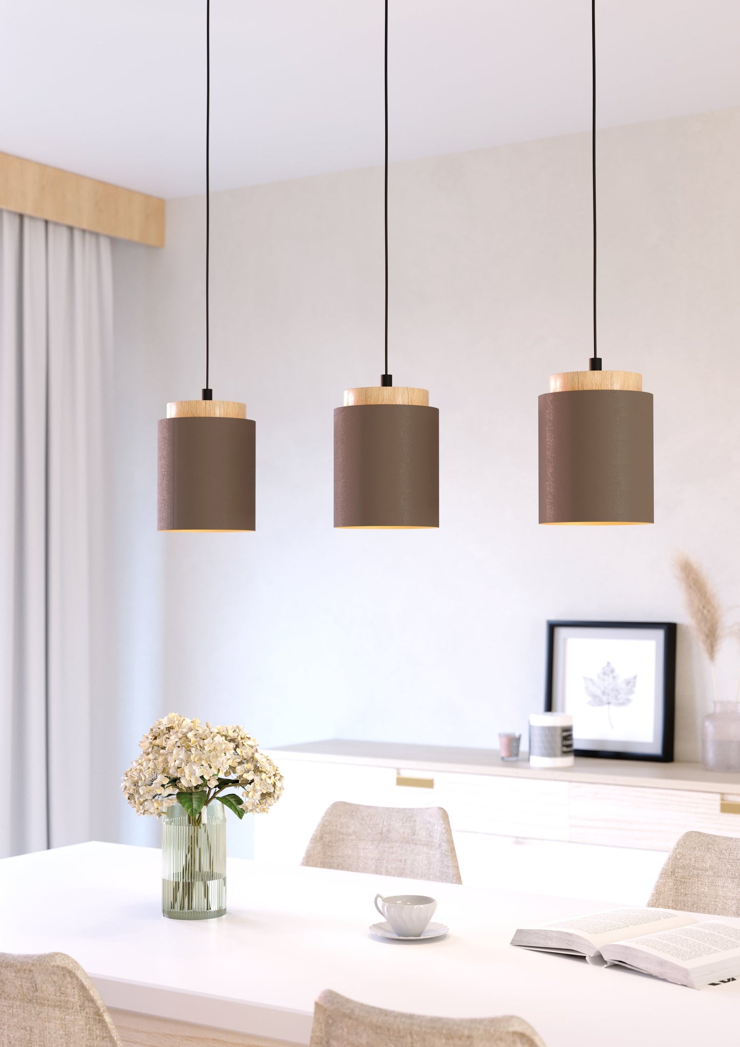 ALBARIZA COLG ACERO MADERA L895 H1100 E27 3X40W IP20