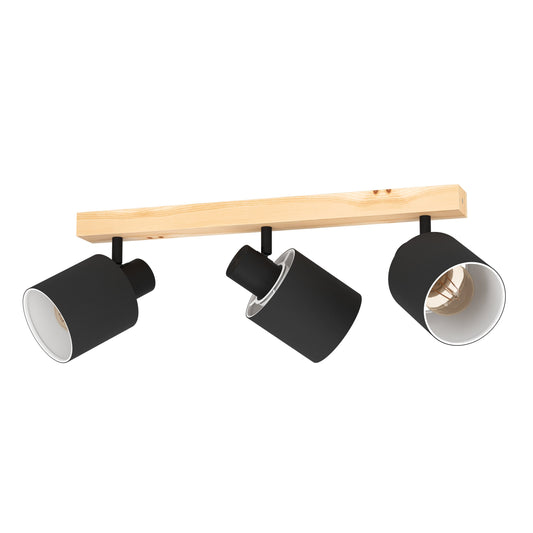BATALLAS LAMP FOCO MADERA ACERO CAFE L480 E27 3X10W IP20
