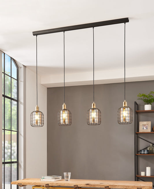CHISLE COLG ACERO NEGRO BRONCEADO L1300 H1100 E27 4X40W