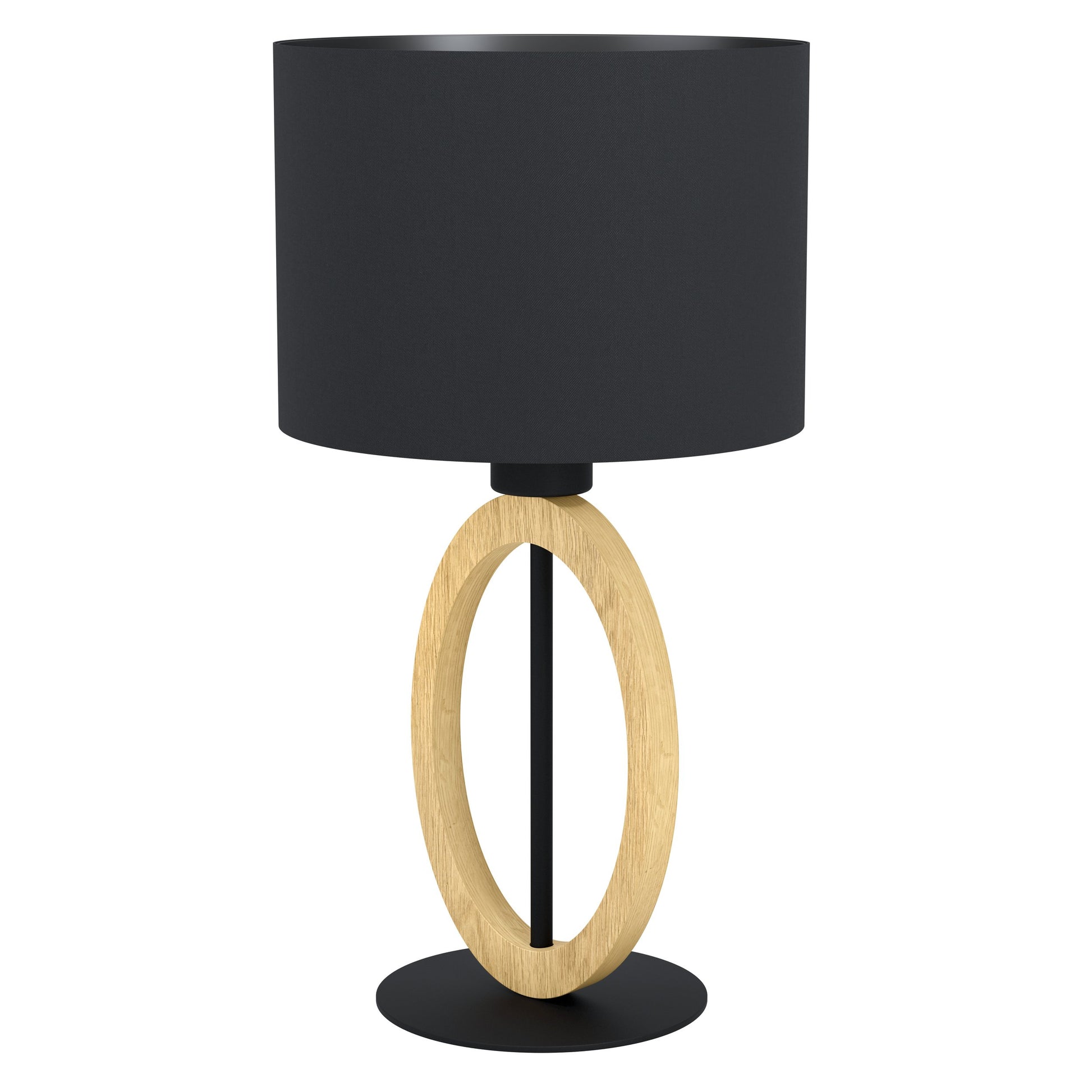 BASILDON 1 LAMP SOBREMESA ACERO MADERA NEGRO H425 E27 1X40W