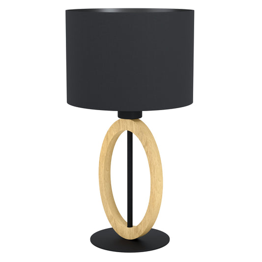 BASILDON 1 LAMP SOBREMESA ACERO MADERA NEGRO H425 E27 1X40W