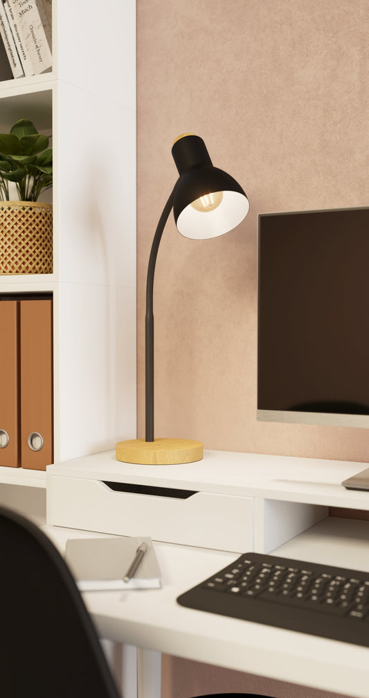 VERADAL LAMP SOBREMESA MADERA NEGRO CAFÉ H420 E27 1X40W IP20