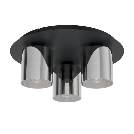 GOROSIBA 1 LAMP TECHO ACERO NEGRO H175 DM450 E27 3X40W IP20